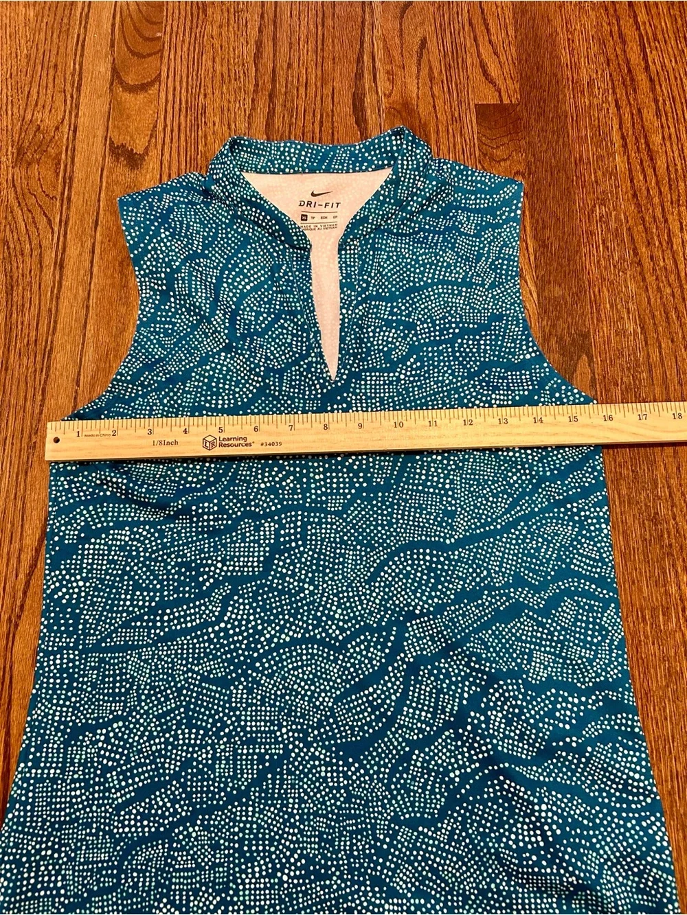 Nike Dri-FIT Sleeveless Golf Polo Top Teal White Print Embroidered Swoosh XS